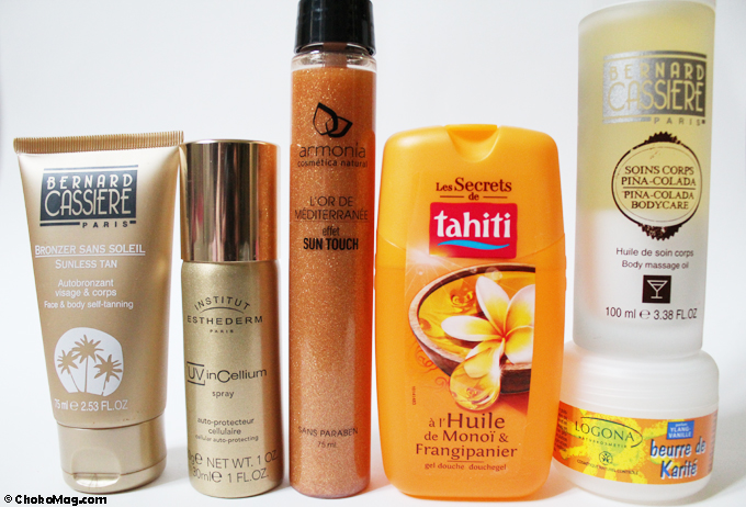 produits de beauté pour l'été et préparer l'exposition au soleil