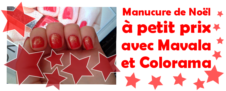 manucure de Noël vernis rouge mavala french cancan et colorama paillettes or