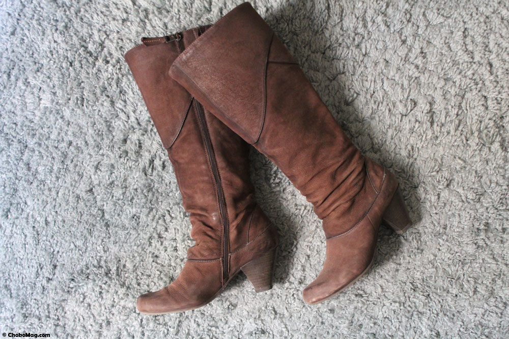 bottes en cuir marron