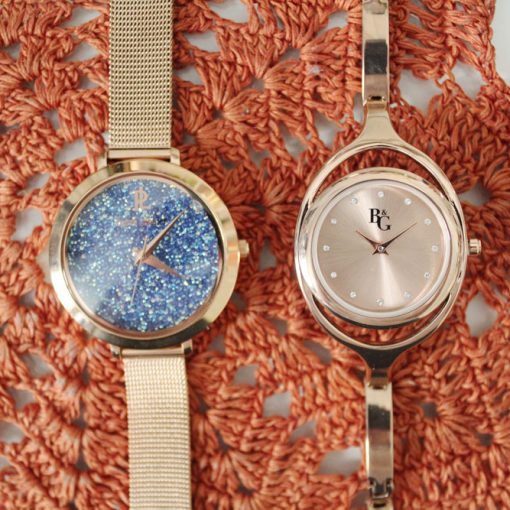 montre en métal rose fantaisie
