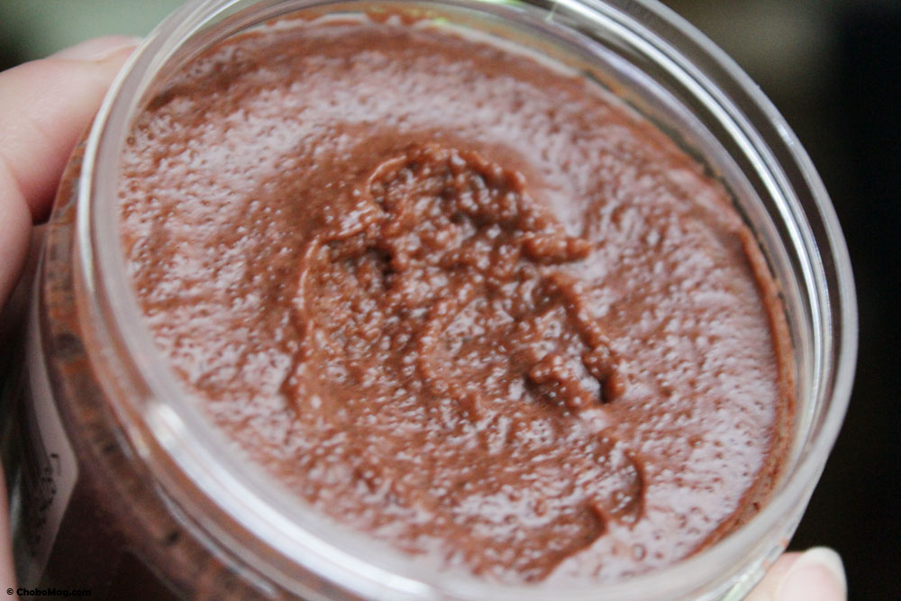 texture gommage au sucre et chocolat organique natural cosmetics