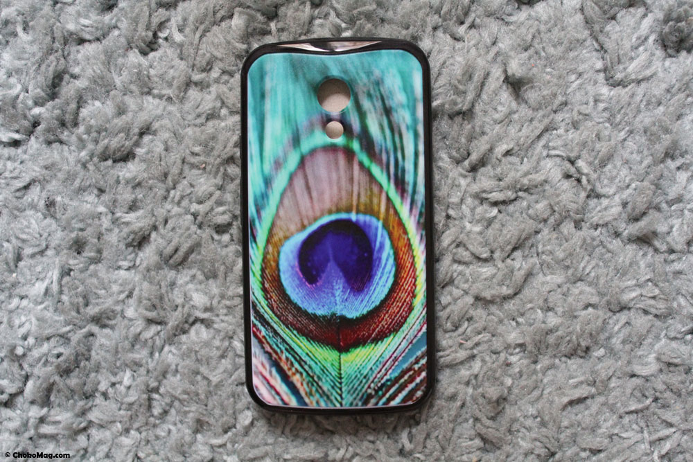 coque portable plume de paon