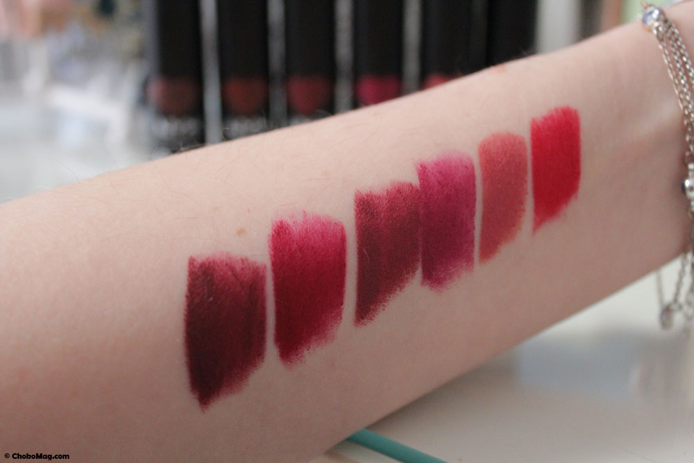 Swatch teintes rouges